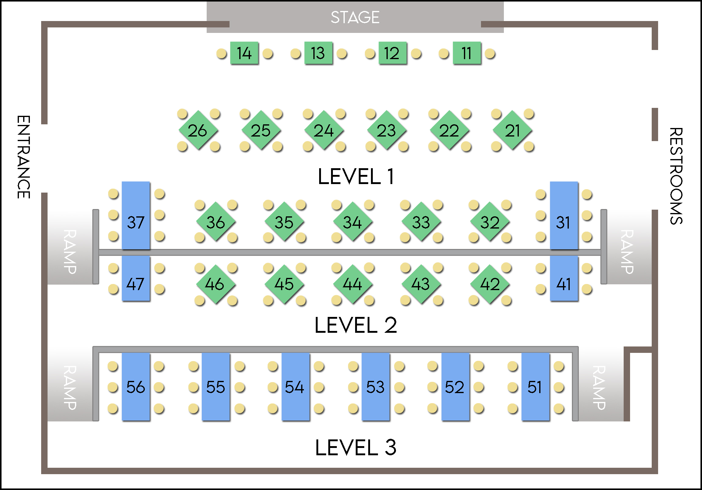 Pines Dinner Theatre seating chart